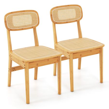 Juego de 2 sillas de comedor de ratán