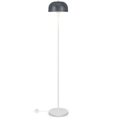 Lámpara Alta Con Interruptor De Pie Gris y Blanco