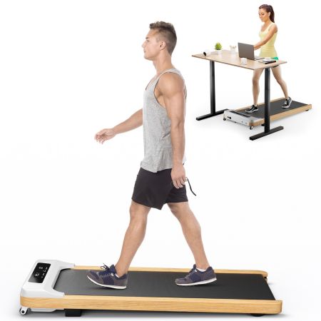 Máquina para Caminar Cinta de Correr Portátil Oficina con Control Remoto Pantalla LED 15 Programas Preestablecidos sin Instalación Gris