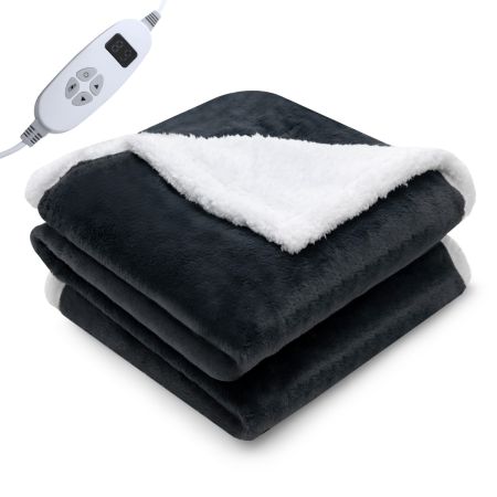 Costway Manta Lavable a Máquina Gris+Blanco