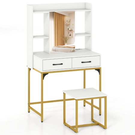 Costway Mesa Cosmética de Diseño Moderno para Espacios Pequeños