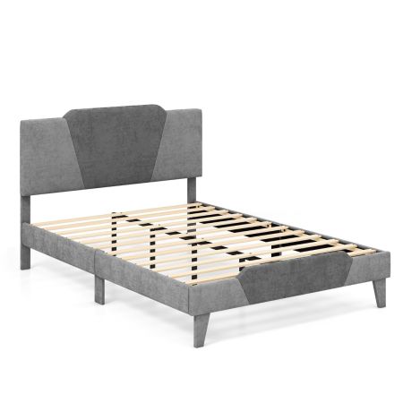 Costway Marco De Cama De Matrimonio Gris