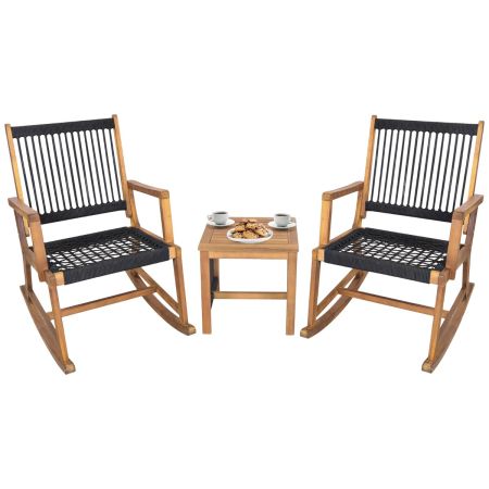 Conjunto de Mecedoras para Patio Negro y Natural
