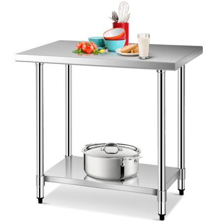 Costway Mesa de acero inoxidable de trabajo mesa de preparación de cocina