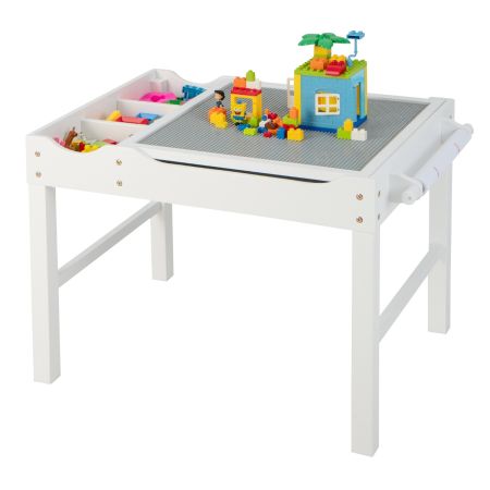 Costway Mesa De Actividades Para Niños 2 En 1 Con Almacenaje Blanco