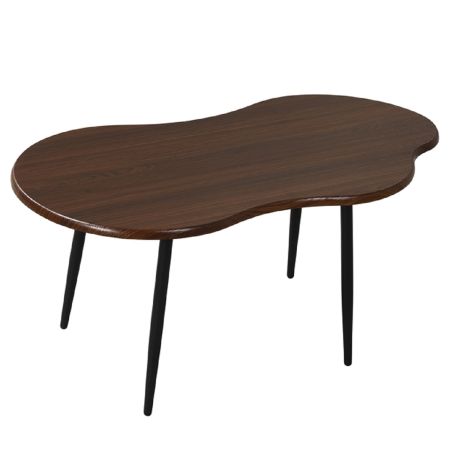 Mesa de Café con Forma de Nube 100 cm Mesa de Centro Irregular Moderna Estructura Metálica Mesa de Té de Madera para Sala de Estar Nogal