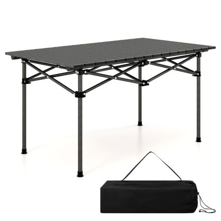 Mesa de Camping Plegable Portátil al Aire Libre Negro