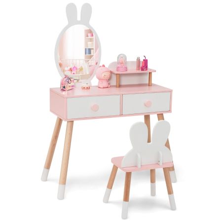 Mesa y Silla de Tocador Blanco