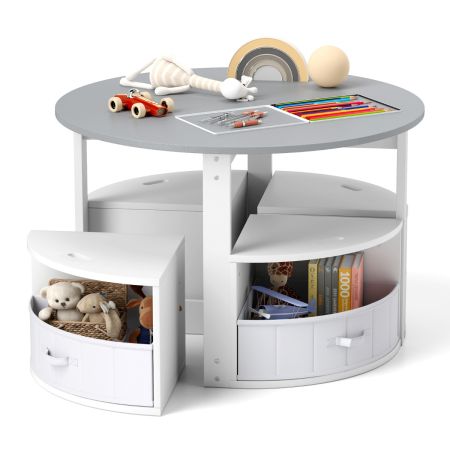 Conjunto de mesa y taburetes para juegos y dibujo Gris