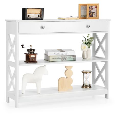 COSTWAY Mesa Auxiliar para Pasillo Blanco