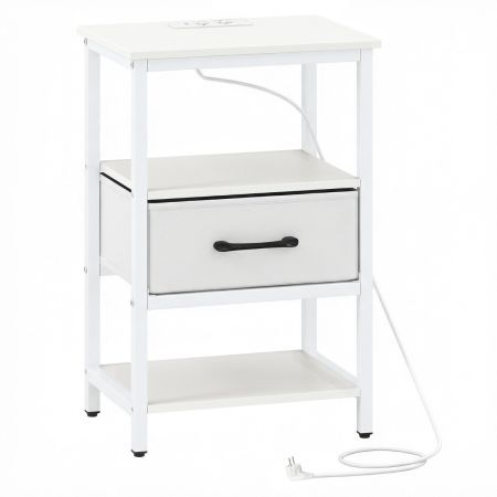 Mueble lateral para sofá cama con enchufe y estantes abiertos