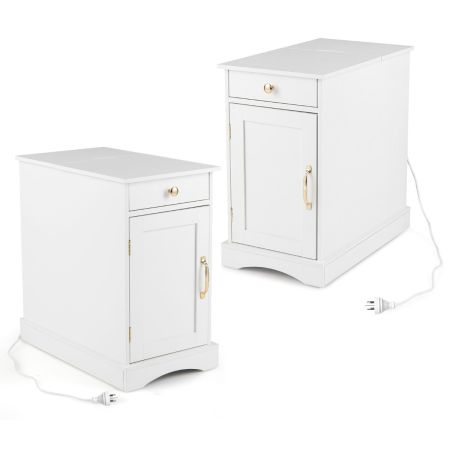 Mueble auxiliar para dormitorio con enchufes y tapa abatible