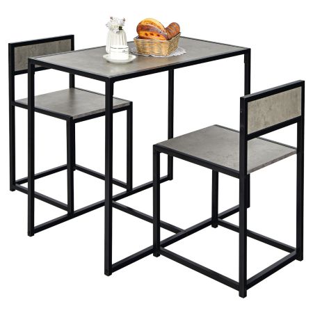 COSTWAY Set con Mesa y 2 Sillas Gris