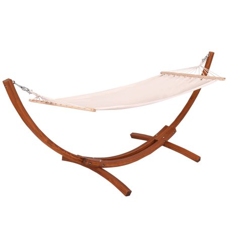 Hamaca con Soporte de Madera de Arco Silla Osciladora con Soporte Cama Individual Exterior para Jardín Patio Terraza 3,13 x 1,15 x 1,2 m