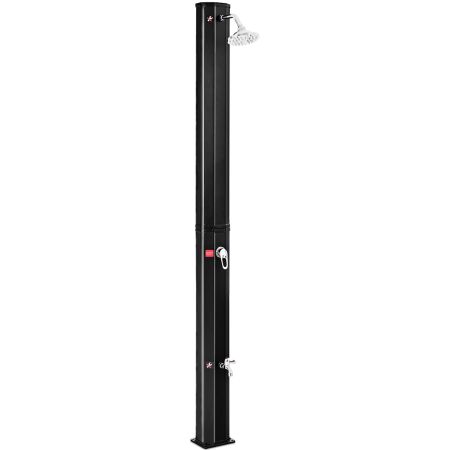 35L Ducha Solar con Lluvia Cabeza y Grifo de Piscina Jardín al Aire Libre Playa Camping Ducha Exterior hasta 60 ℃ 220 cm Altura Negro