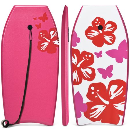Bodyboard con Núcleo Tabla de Surf en EPS Superficie en XPE Base en HDPE Correa para Muñeca Ligero para Deportes Acuáticos Rosa 104 x 51 cm