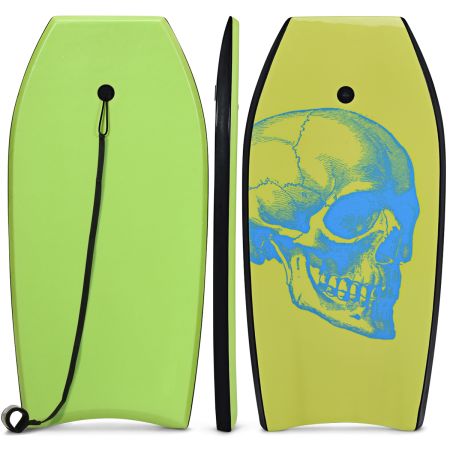 Bodyboard con Núcleo Tabla de Surf en EPS Superficie en XPE Base en HDPE Ligero con Correa para Deportes Acuáticos Verde 104 x 51 cm