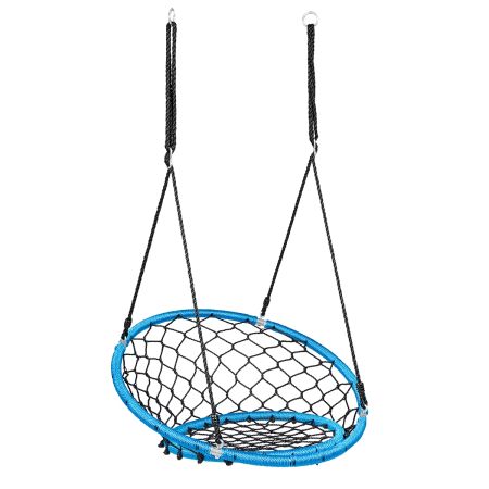 Columpio de Nido para Niños con Cuerdas Regulables para Árbol Interior Exterior Patio Parque Azul Φ 89 cm