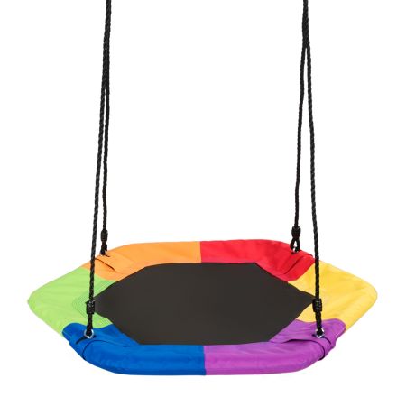 Columpio de Nido de Columpio para Niño Cuerda Ajustable de 100-160cm Carga hasta 150kg Columpio Colgante para Jardín Multi 94 x 84 cm
