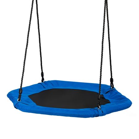 Columpio Hexagonal con Altura Regulable 100-160 cm y Cuerda Multicapa Ideal para Árbol Jardín y Parque Infantil Azul