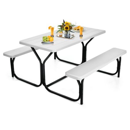 Set de Mesa y Banco de Picnic Blanco