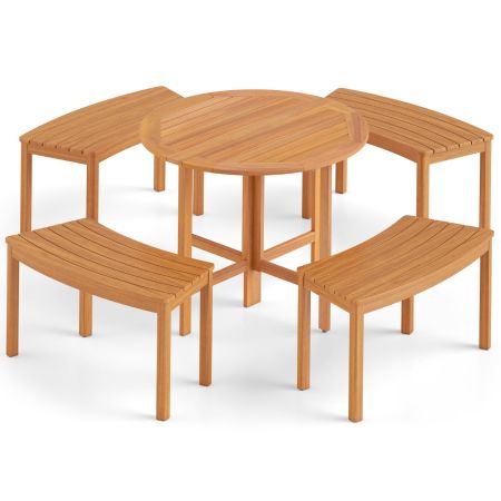 Mesa redonda plegable de madera de acacia

