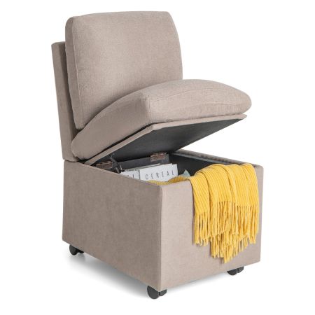Costway Silla Sin Brazos Con Almacenamiento Beige