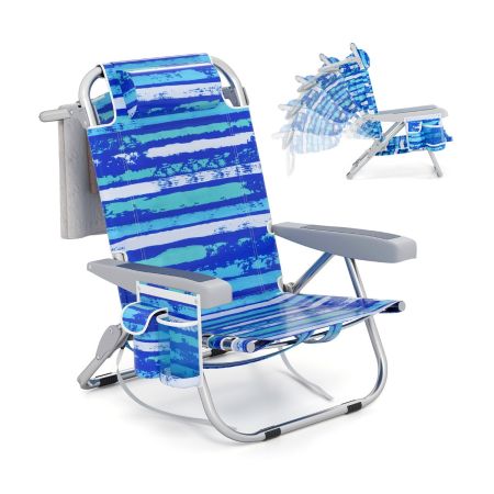 silla de playa ligera de aluminio con respaldo ajustable en 5 posiciones