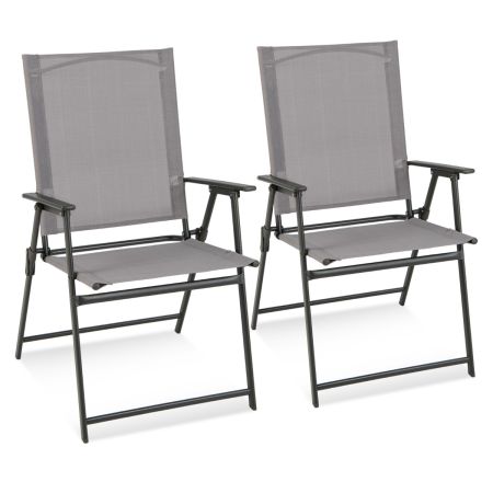 2 Sillas Plegables de Patio Gris