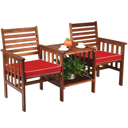 juego de conversación de acacia con mesa de café