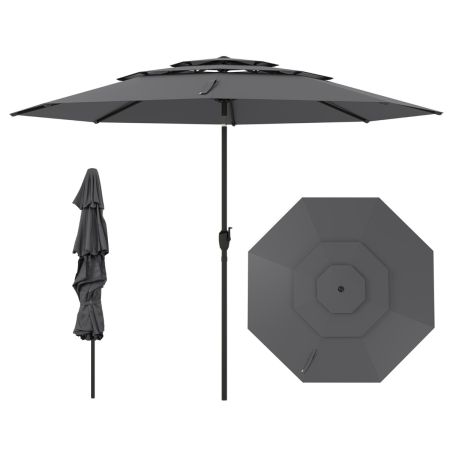 Sombrilla para mesa de jardín con varillas metálicas fuertes Gris