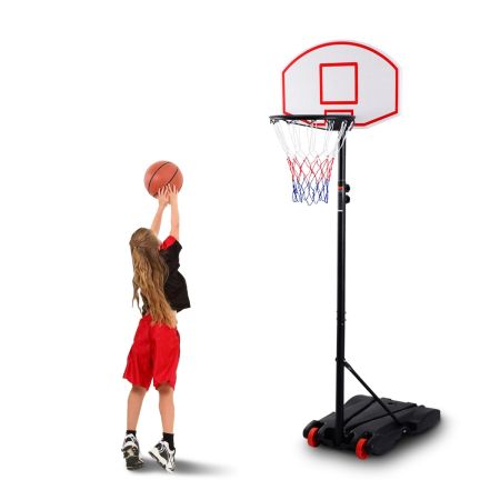Canasta de Baloncesto con Soporte Seguridad con Ruedas Altura Ajustable de 165 a 215cm