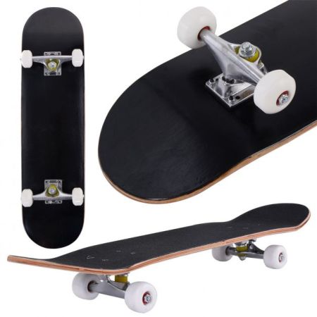 Monopatín Skateboard Longboards Patinete para Niños Tablero Madera Arce 79x20cm con 4 PU Ruedas Fucsia Negro