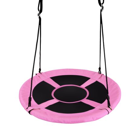 Columpio Redondo Carga 150kg Columpio Diámetro 100cm Altura Ajustable para Jardín Exterior Rosa