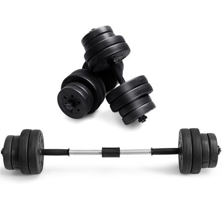 Barra de Pesas Juego de Mancuernas de 30kg con 16 Pesas para Gimnasio Hogar Entrenamiento Negroy Plata