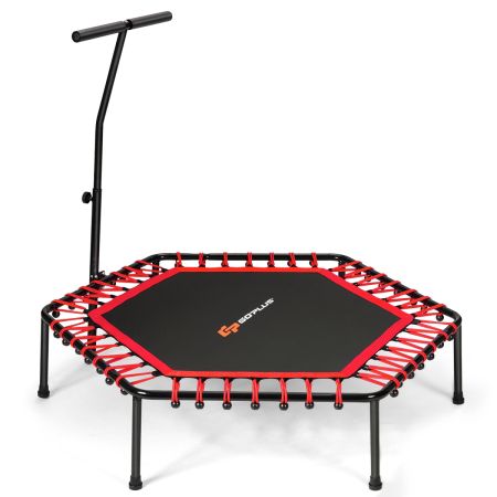 Cama Elástica Fitness Entrenamiento para Gimnasio con Empuñadura Regulable Rojo 129 x 114 x 96-112 cm