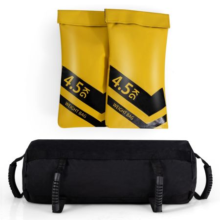 Bolsa de arena rellenable de 4,5 a 9 kg para Fitness de Interior y Exterior Entrenamiento en Múltiples Áreas y Táctica Militar Negro 22 x 22 x 55 cm