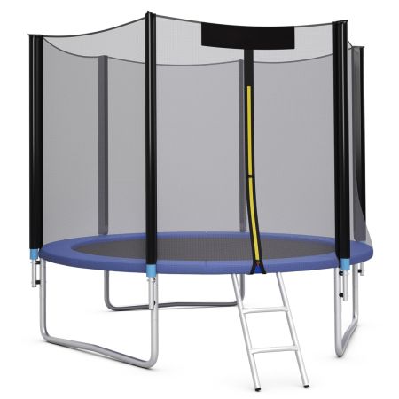 Cama Elástica Azul y Negro 244 x 220 cm con Almohadillas Muelles y Escalera para Niños y Adultos Exterior