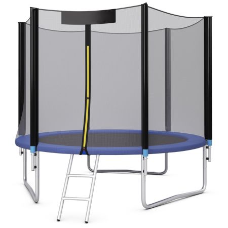 Cama Elástica Azul y Negro 305 x 255 cm con Almohadillas Muelles y Escalera para Niños y Adultos Exterior