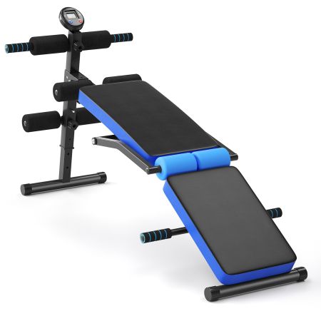 Banco de Pesas Regulable Banco de Pesas para Entrenamiento Total para Casa Gimnasio y Oficina Azul 133-135 x 57,5 x 59,5-74 cm