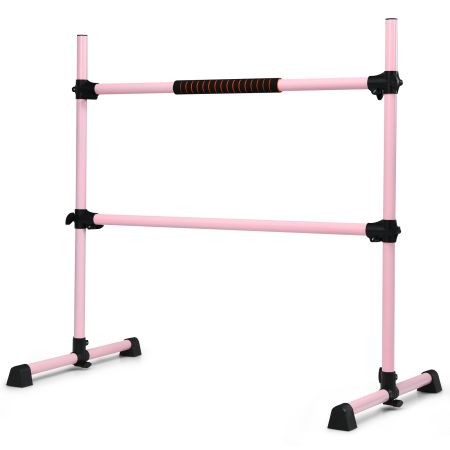 Barra Doble para Ballet Portátil con Altura Regulable para Niñas Aduntos Fitness Bailar Danza Elongar Músculos Rosa 124,5 x 71 x 120 cm