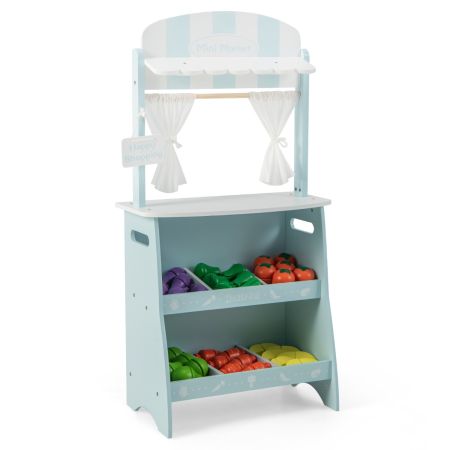 Puesto De Venta De Mercado Fresco Para Niños Azul