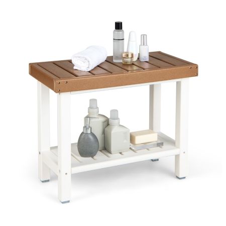 Taburete de Baño para Spa Marrón y Blanco