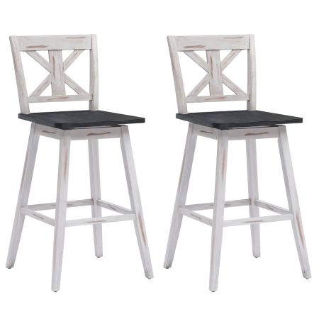 COSTWAY Set de 2 Taburetes de Bar Blanco
