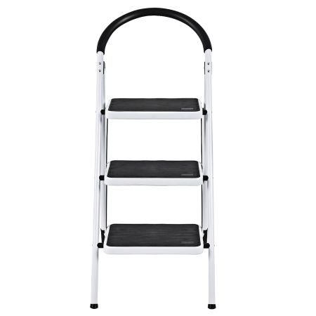 Escalera Plegable con 3 Peldaños de Hierro Antideslizantes Escalera Doméstica 47 x 65 x 108 cm Carga hasta 150 kg