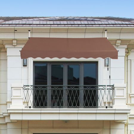 200 x 125 cm Toldo Exterior Terraza Altura Ajustable 2-3 m con Manivela y Resistente Intemperie Toldos Manual para Jardín y Balcón Marrón