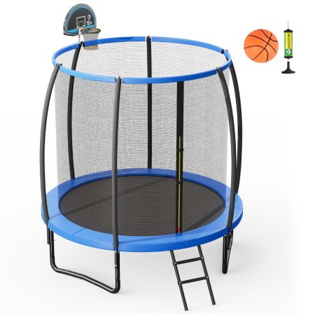 trampolín con aro de baloncesto