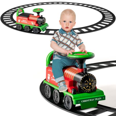 6V Tren con 16 Piezas de Vía para Niños Verde