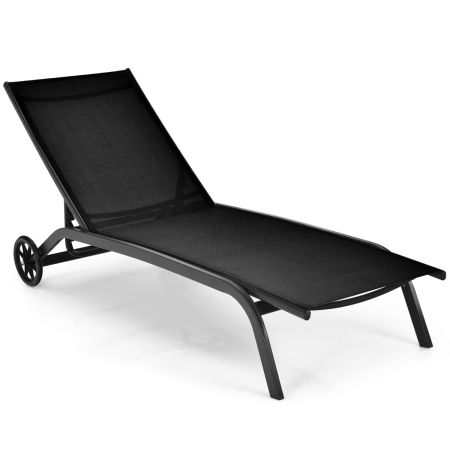 COSTWAY Tumbona para Patio Negro