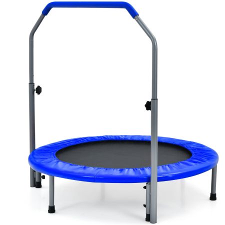Costway Mini Cama Elástica Plegable 101 cm para Adultos y Niños con Empuñadura Altura Regulable Azul